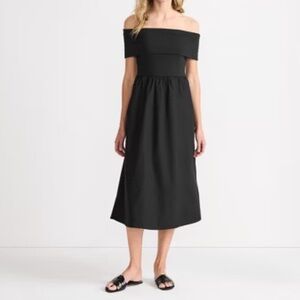 NWT Lands End Off the Shoulder Slender Dress Black With pockets S